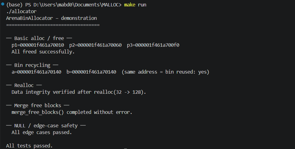 ArenaBinAllocator screenshot