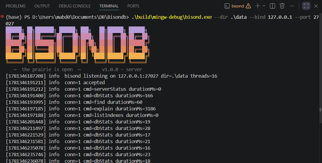 BisonDB + Prairie screenshot