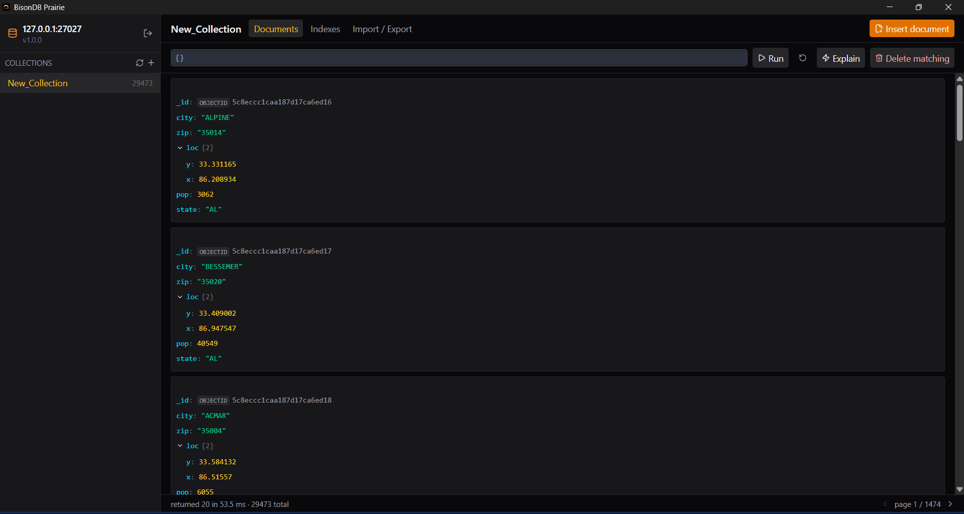 Prairie (BisonDB Desktop Client) screenshot