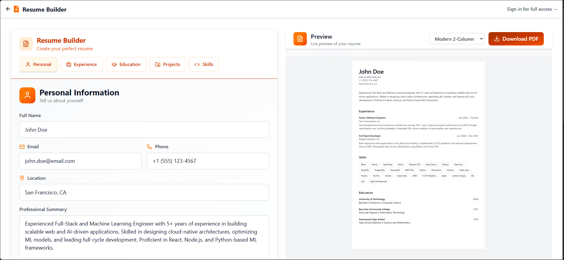 Resume-Builder screenshot