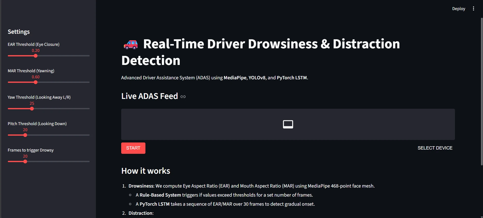 Driver Drowsiness Detection screenshot