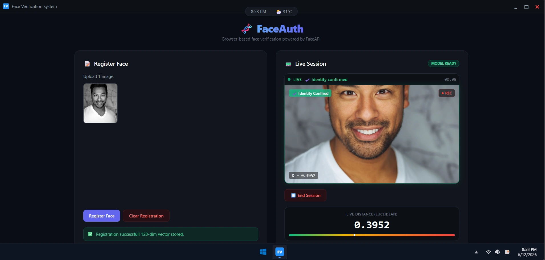 Face-Verification-Desktop screenshot