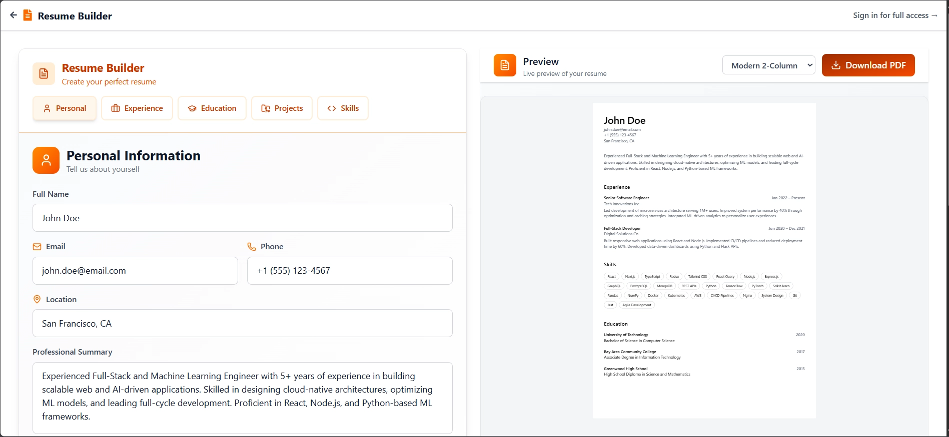 Resume-Builder screenshot