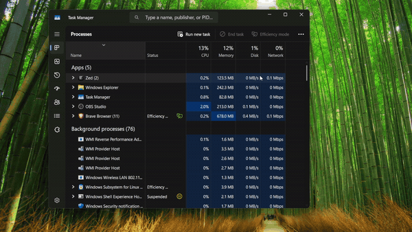 Task Manager tab crossfade